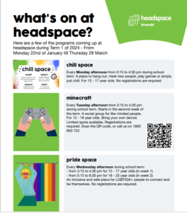headspace Emerald social groups this term flyer