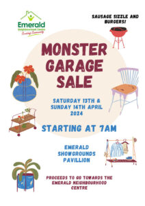 Flyer for Monster Garage Sale in support of the Emerald Neighbourhood Centre