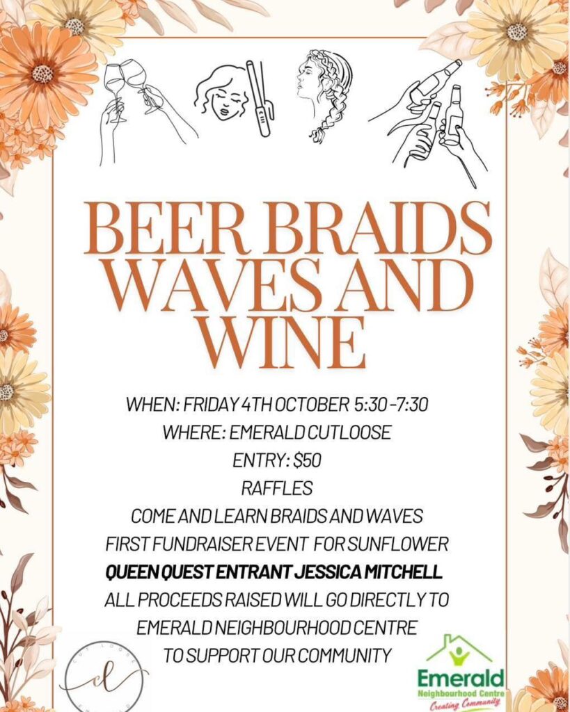 Beer, braids, waves and wine Event flyer